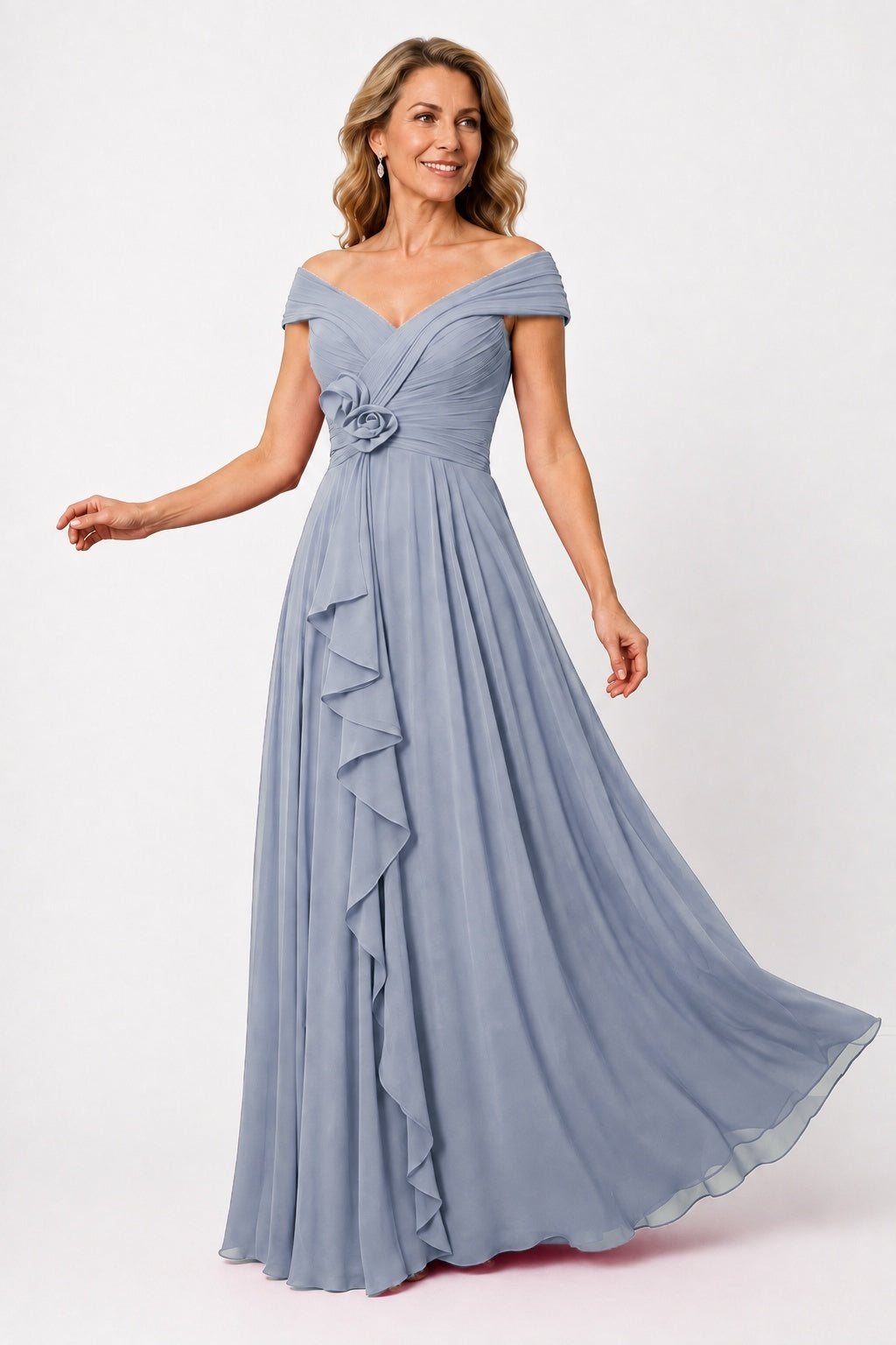 A-Line Floor Length Chiffon Mother of the Bride Dress CM0476