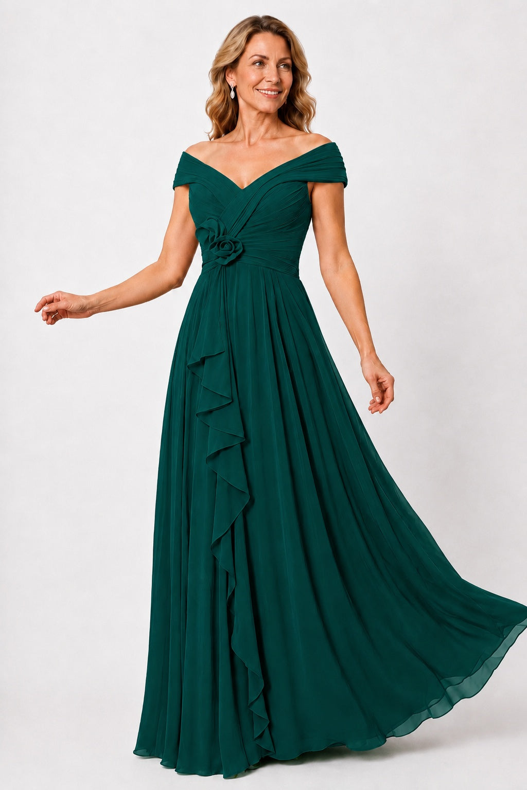 A-Line Floor Length Chiffon Mother of the Bride Dress CM0476