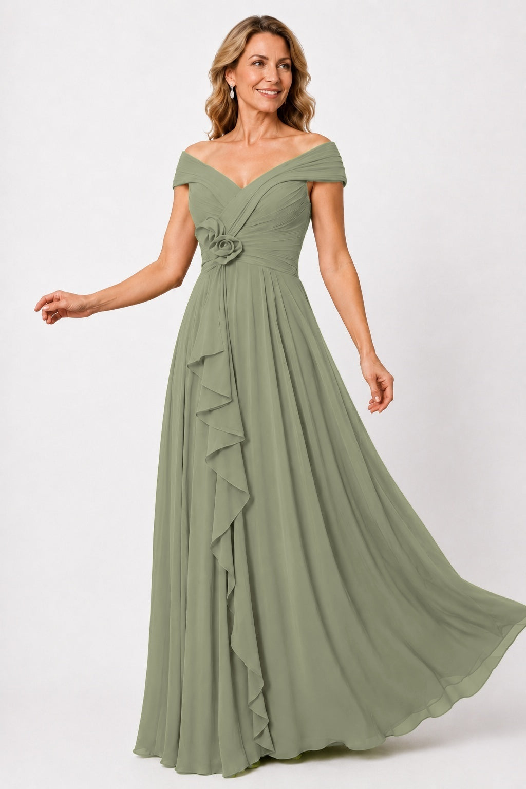 A-Line Floor Length Chiffon Mother of the Bride Dress CM0476
