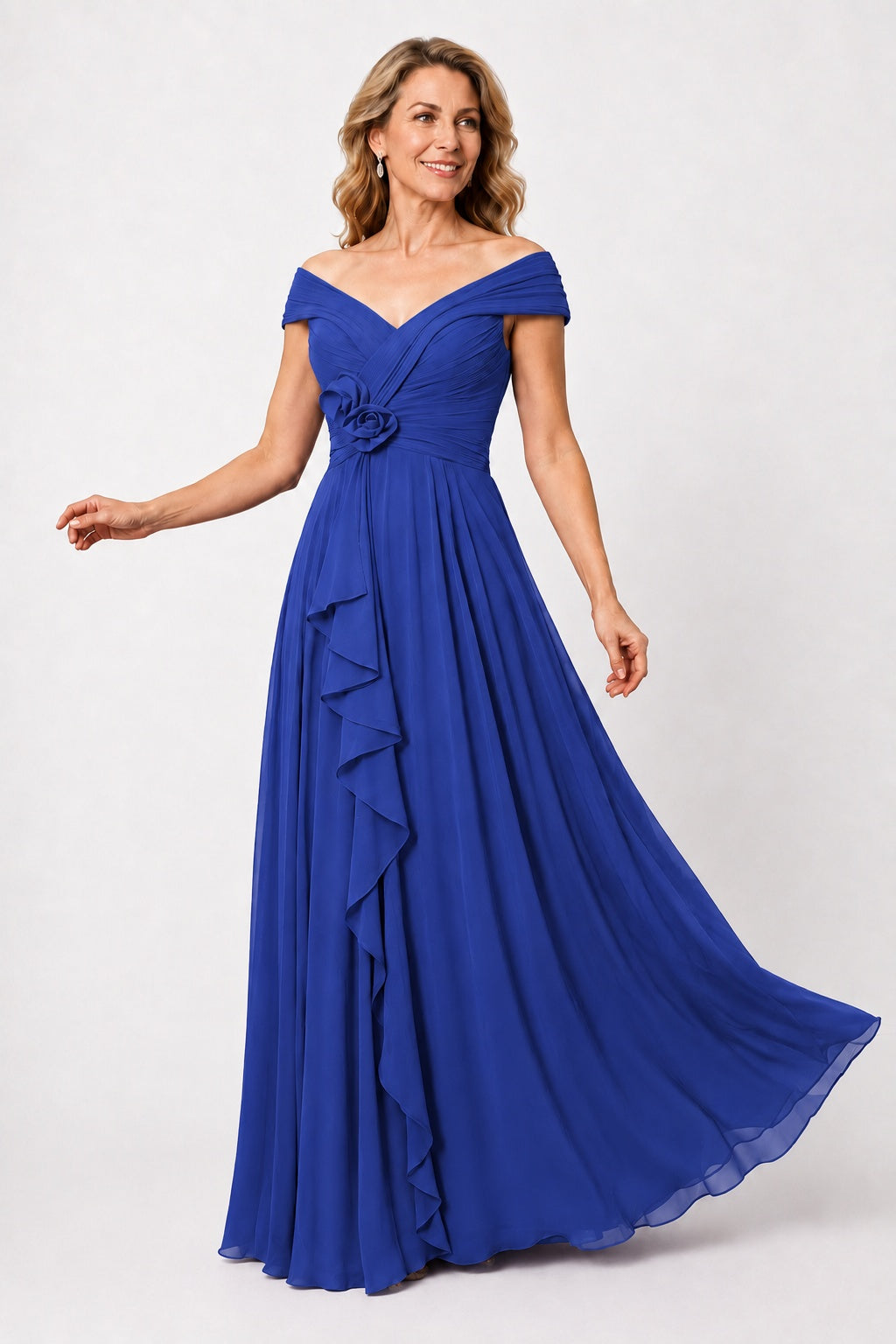 A-Line Floor Length Chiffon Mother of the Bride Dress CM0476
