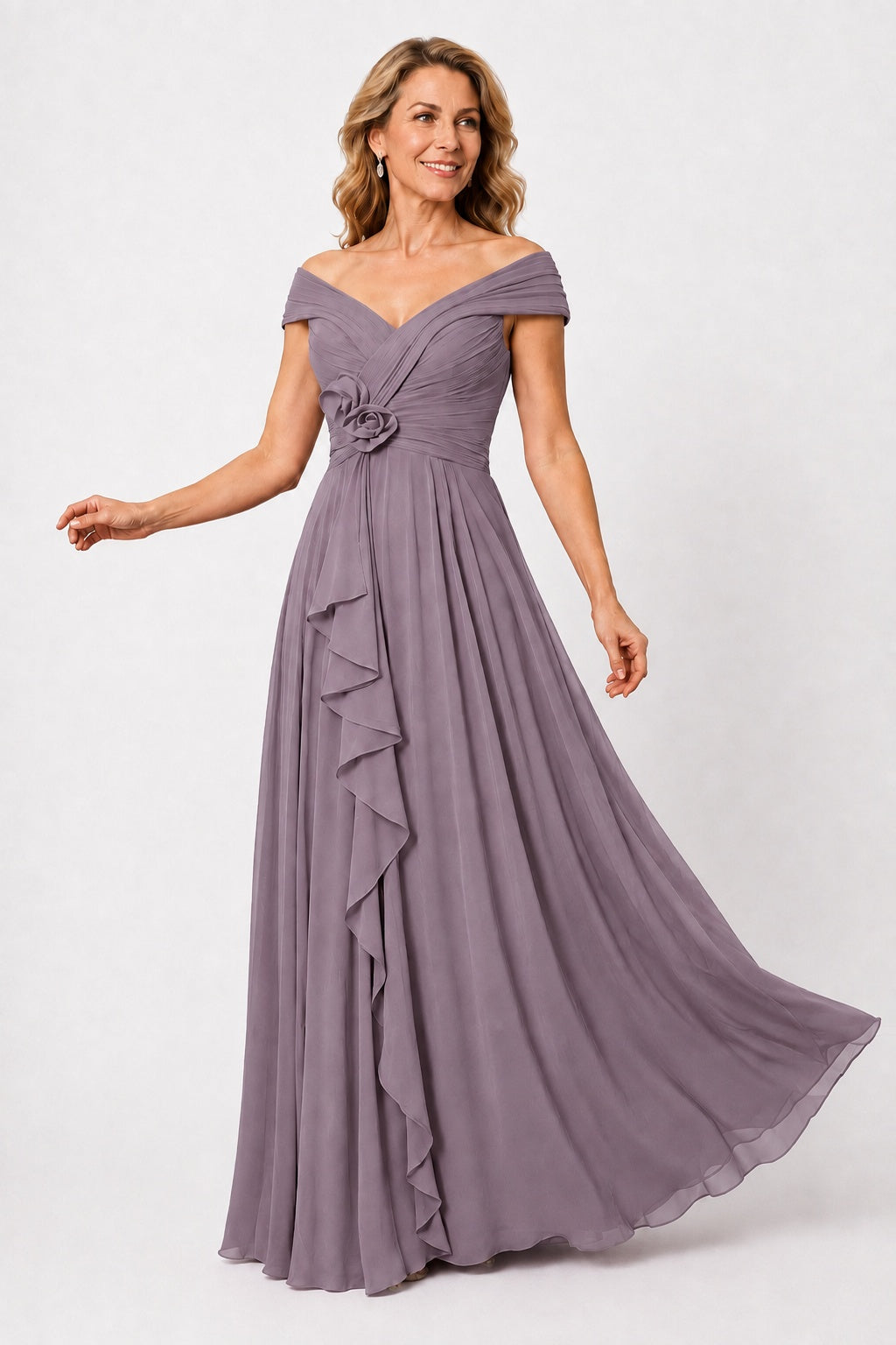 A-Line Floor Length Chiffon Mother of the Bride Dress CM0476