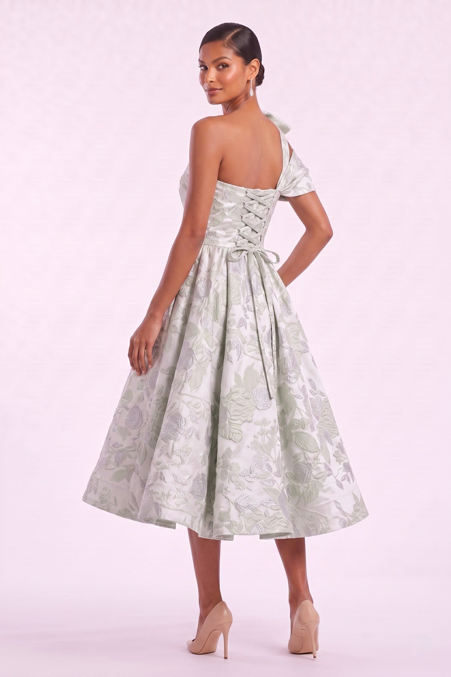 A-Line Tea Length Jacquard Mother of the Bride Dress CM0477