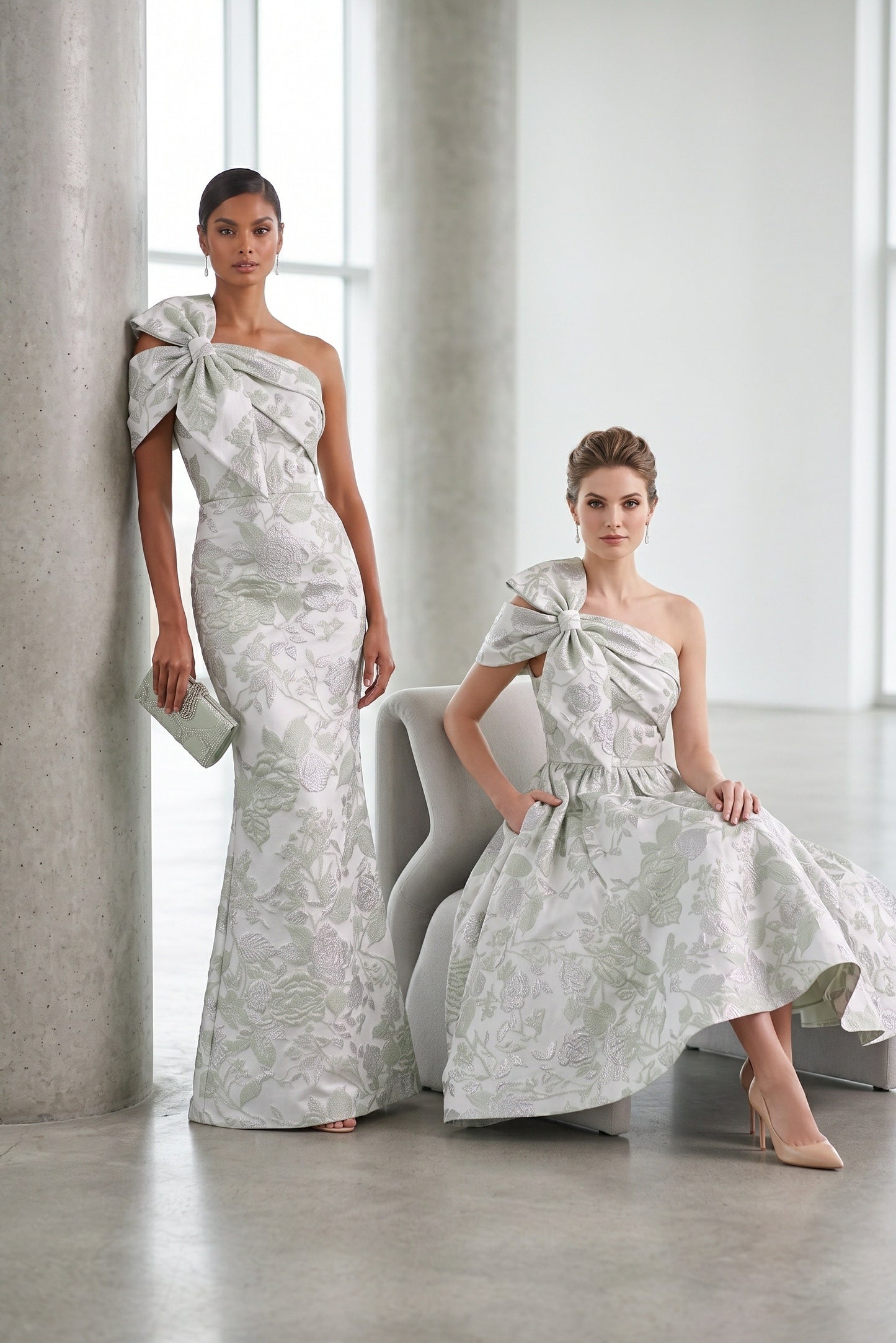 Trumpet-Mermaid Floor Length Jacquard Mother of the Bride Dress CM0478