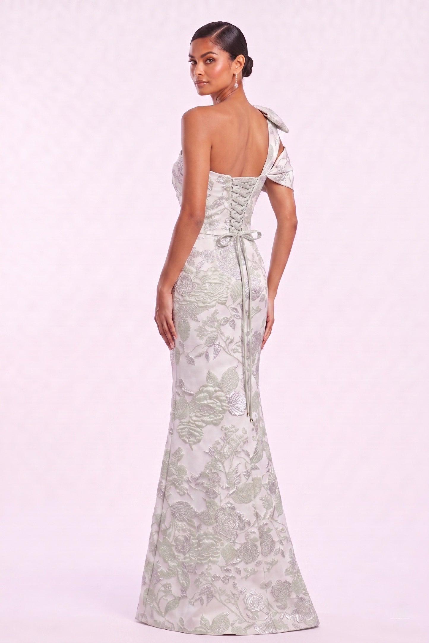 Trumpet-Mermaid Floor Length Jacquard Mother of the Bride Dress CM0478