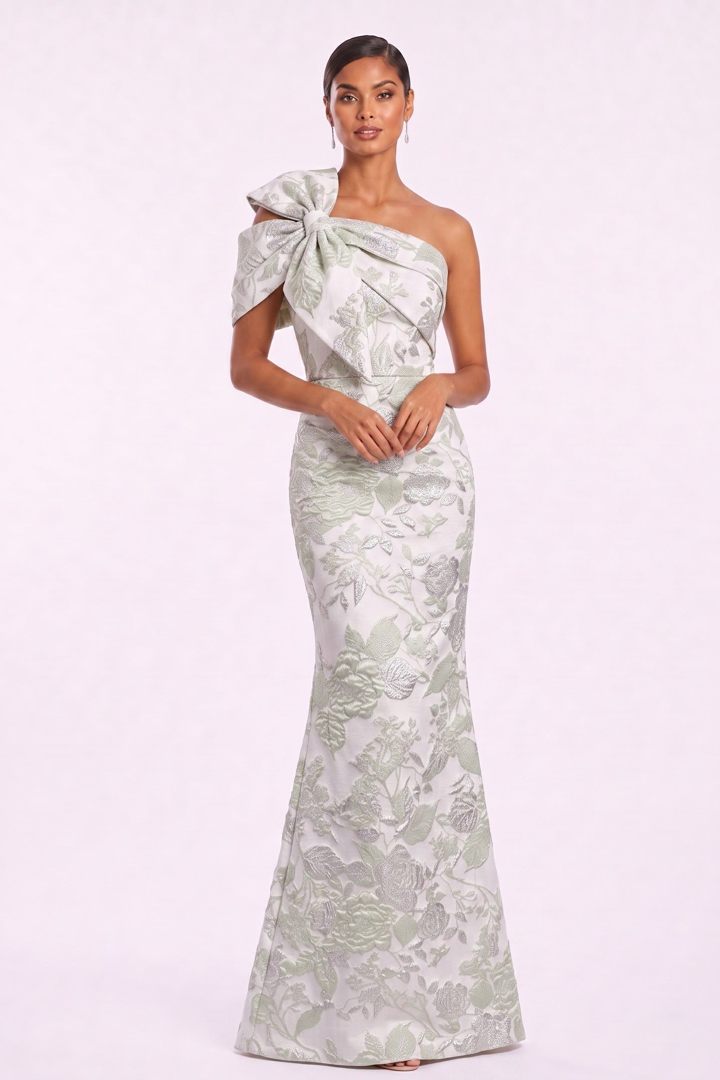 Trumpet-Mermaid Floor Length Jacquard Mother of the Bride Dress CM0478