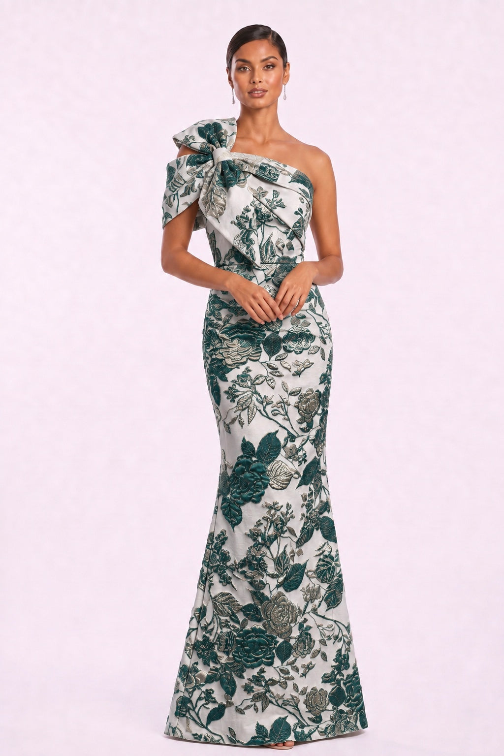 Trumpet-Mermaid Floor Length Jacquard Mother of the Bride Dress CM0478