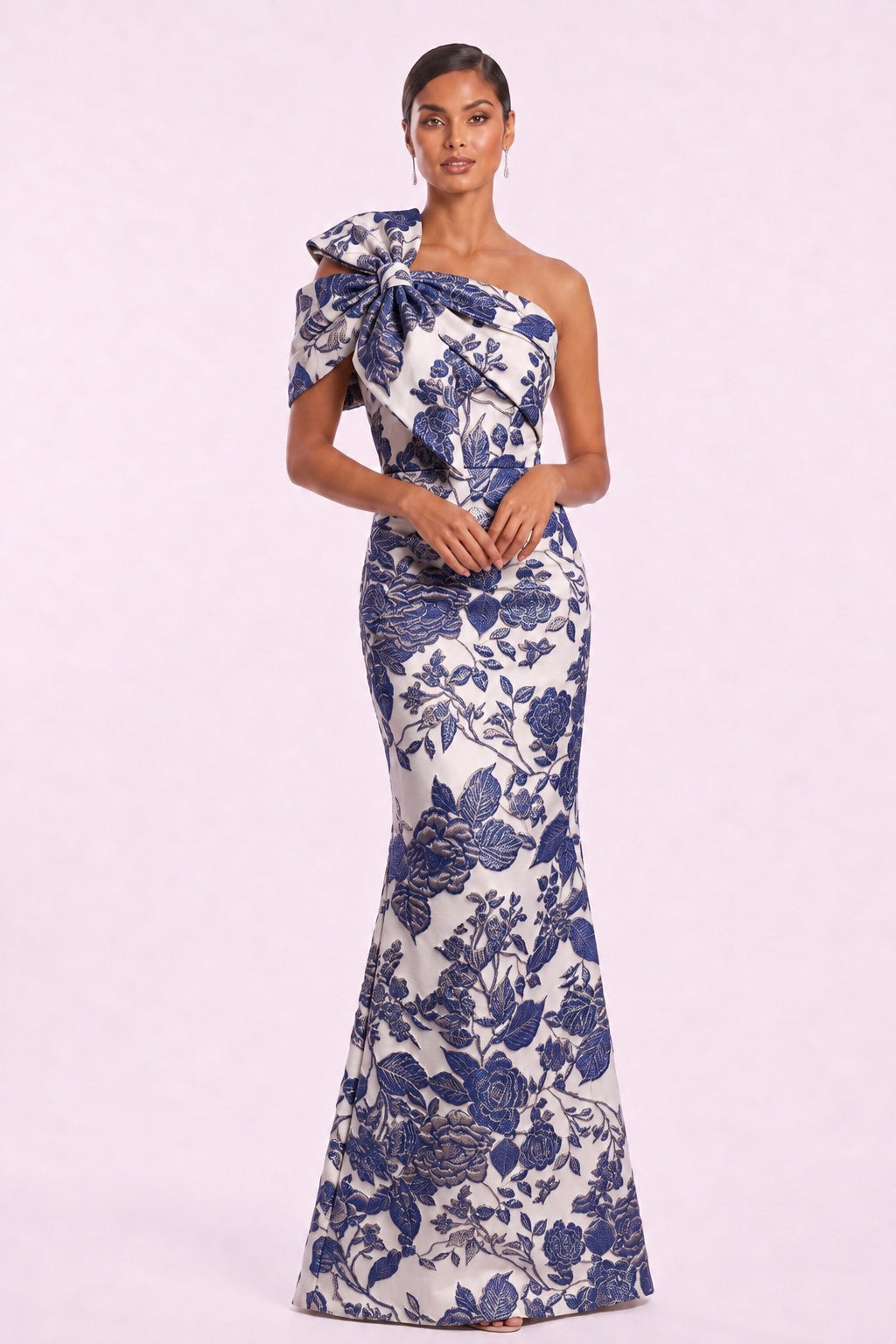 Trumpet-Mermaid Floor Length Jacquard Mother of the Bride Dress CM0478