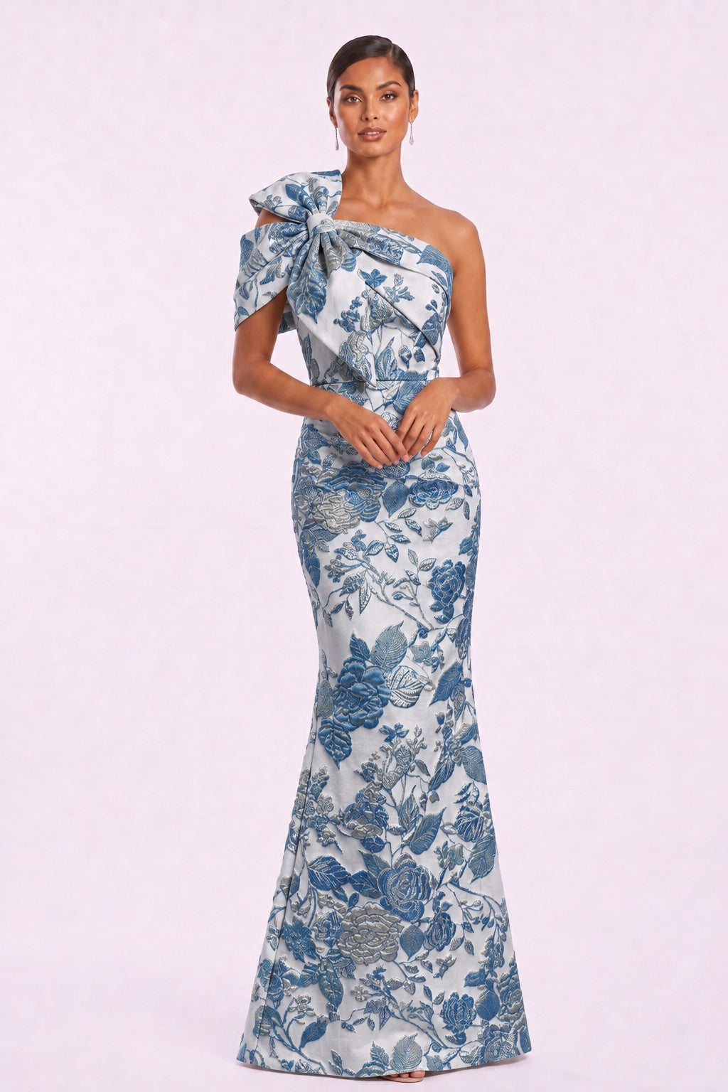 Trumpet-Mermaid Floor Length Jacquard Mother of the Bride Dress CM0478