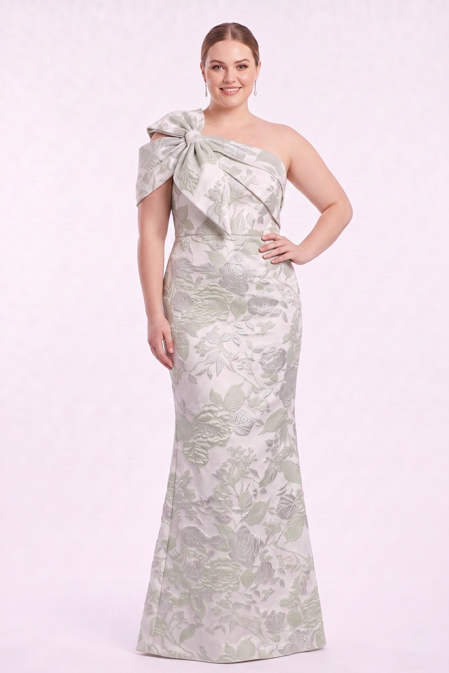 Trumpet-Mermaid Floor Length Jacquard Mother of the Bride Dress CM0478