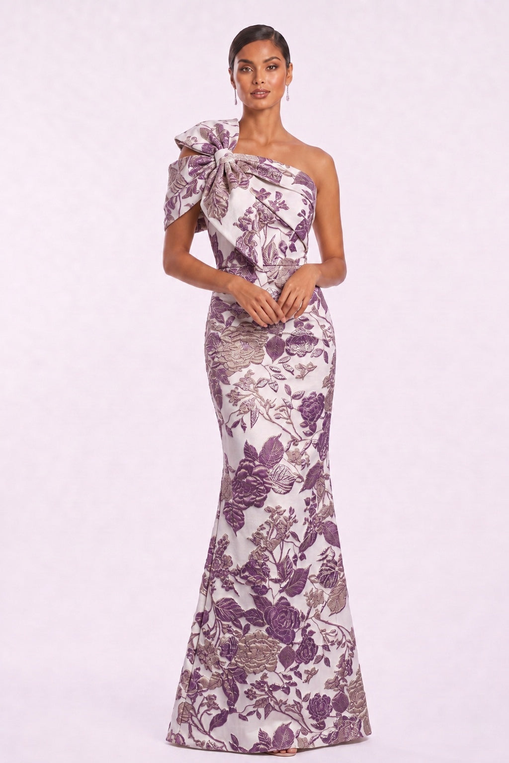Trumpet-Mermaid Floor Length Jacquard Mother of the Bride Dress CM0478