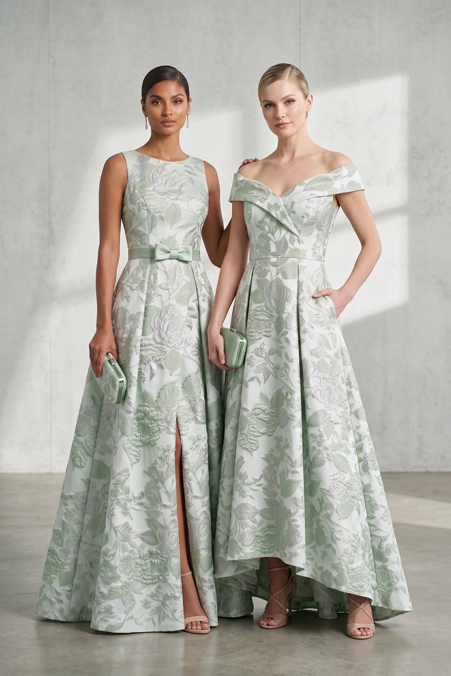 A-Line Floor Length Jacquard Mother of the Bride Dress CM0479