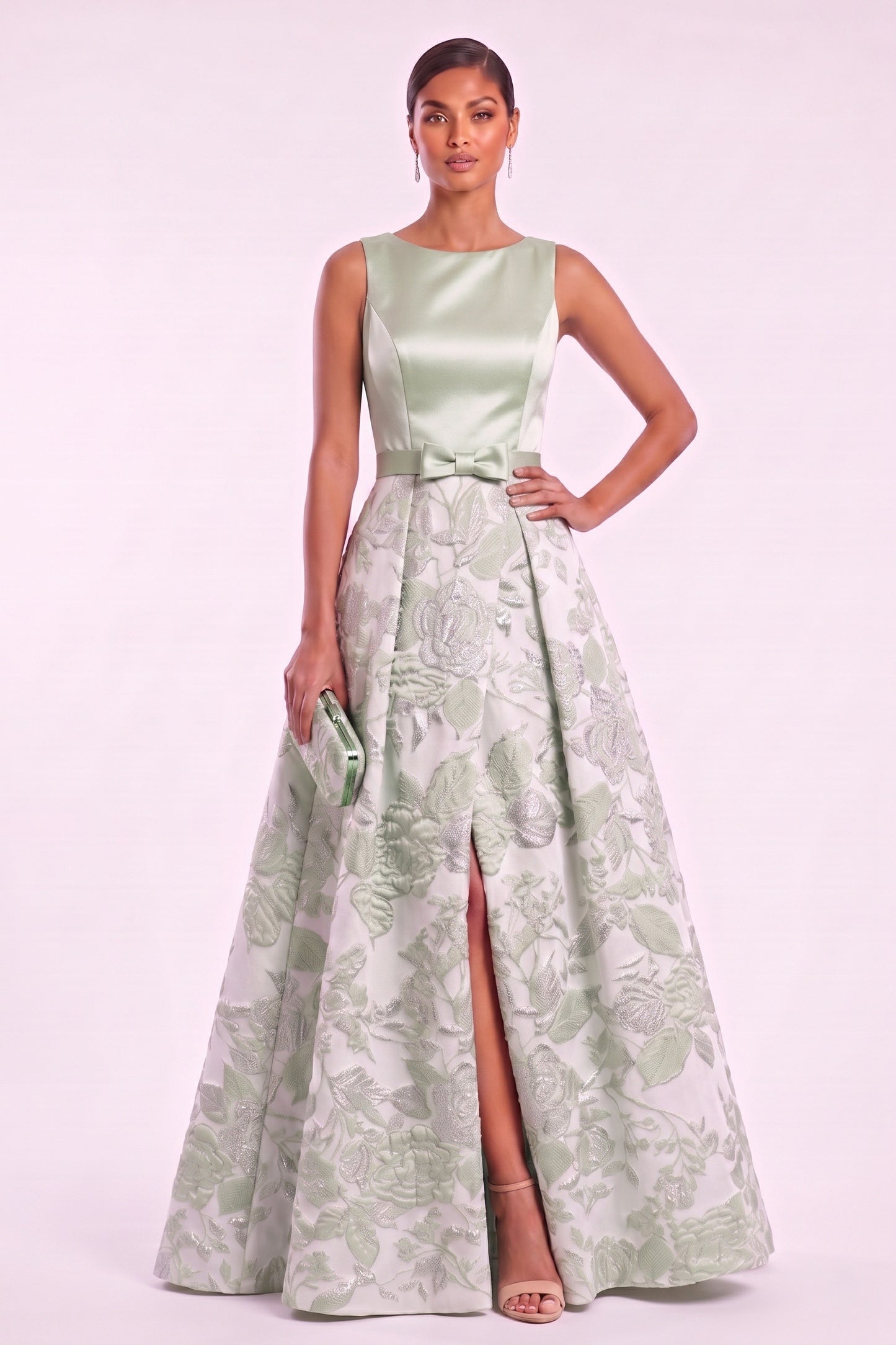 A-Line Floor Length Jacquard Mother of the Bride Dress CM0479