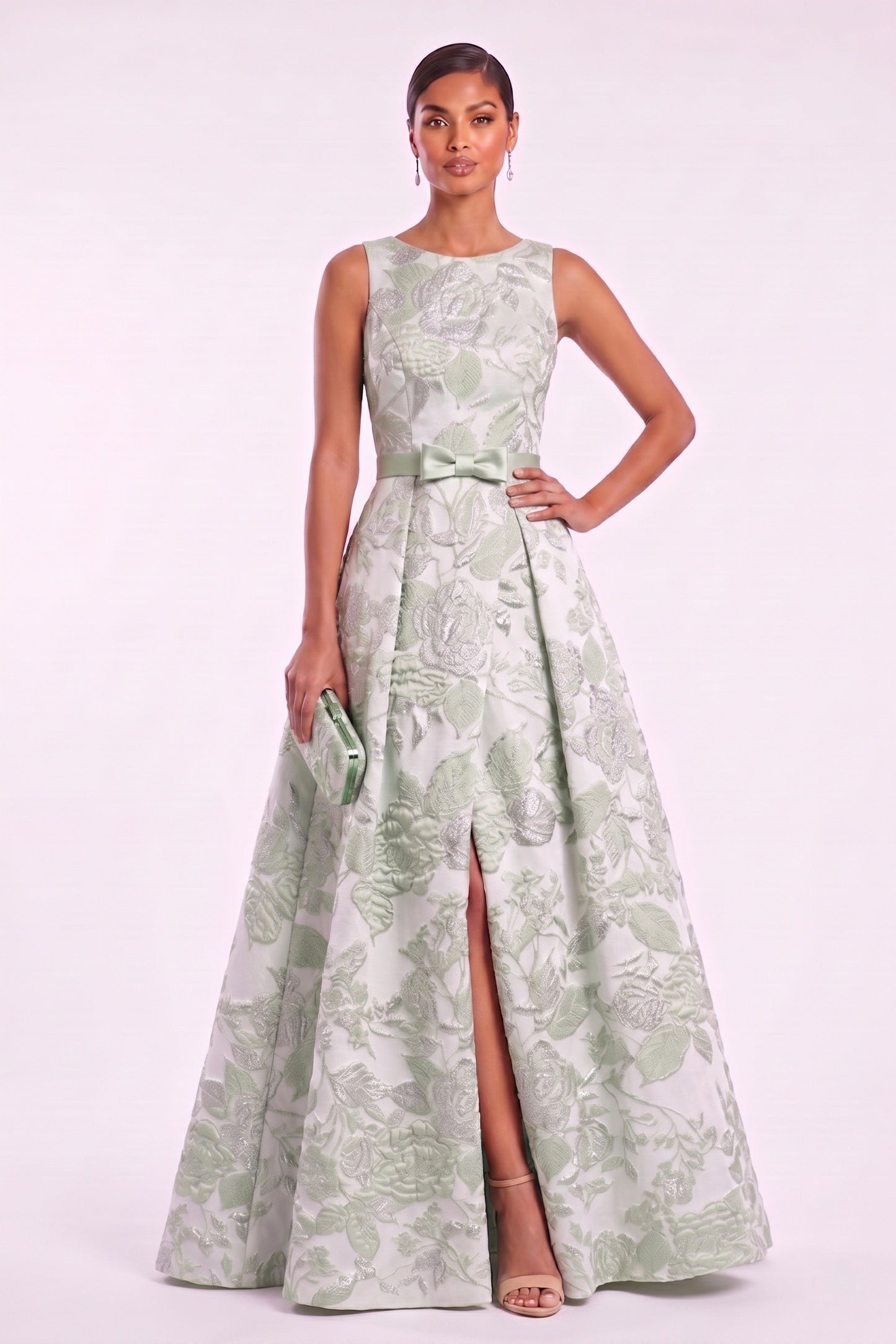 A-Line Floor Length Jacquard Mother of the Bride Dress CM0479