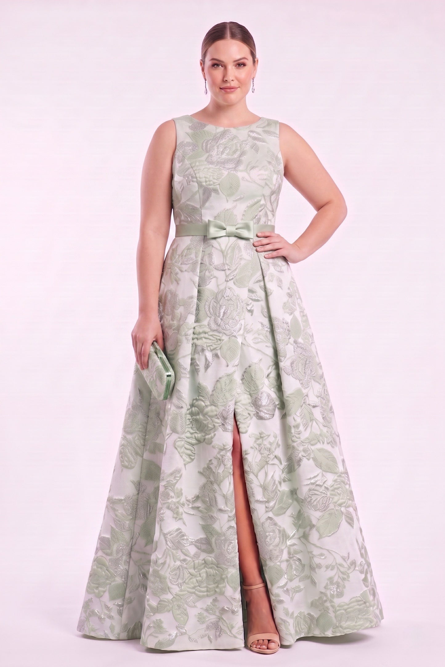 A-Line Floor Length Jacquard Mother of the Bride Dress CM0479