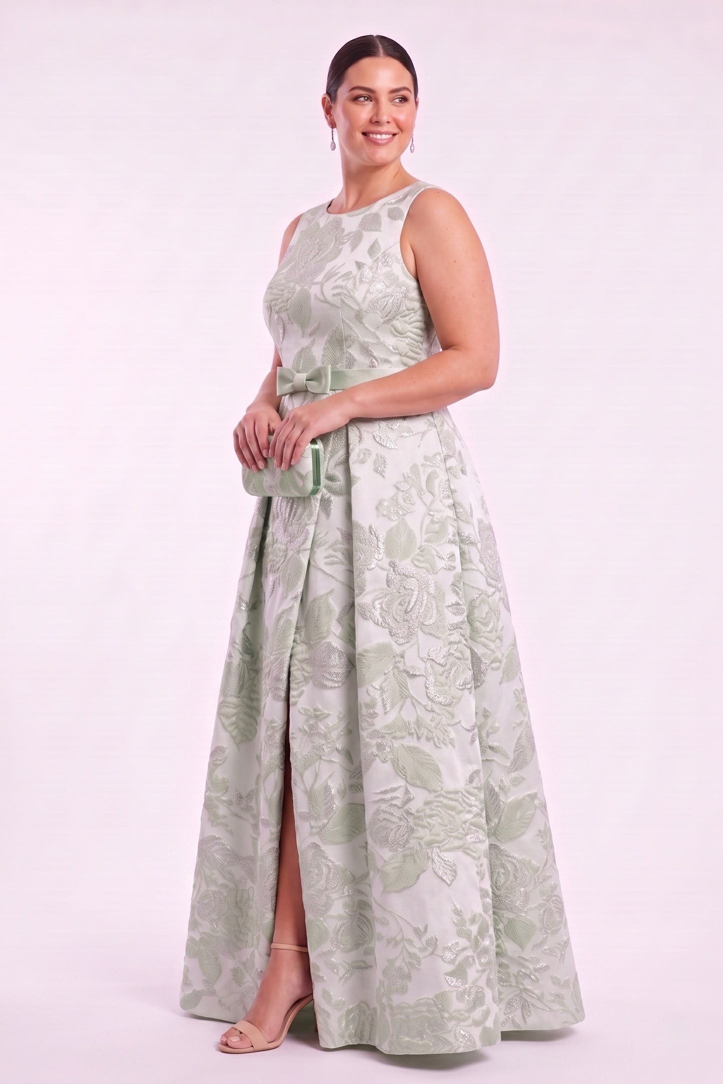 A-Line Floor Length Jacquard Mother of the Bride Dress CM0479