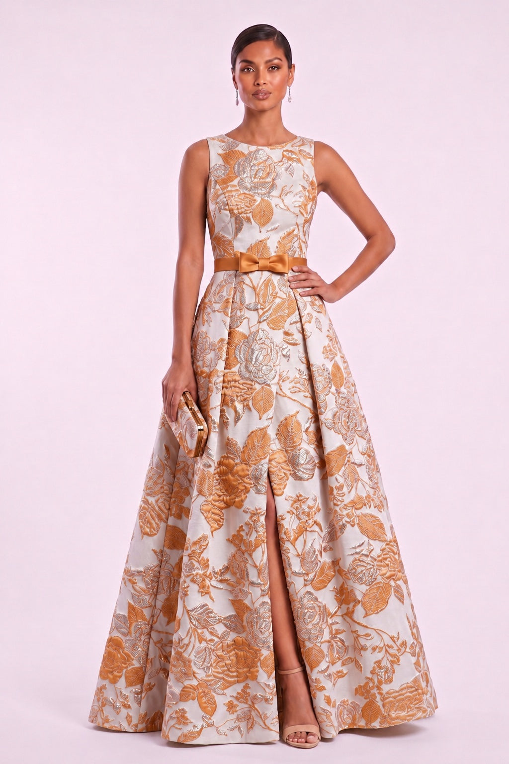 A-Line Floor Length Jacquard Mother of the Bride Dress CM0479