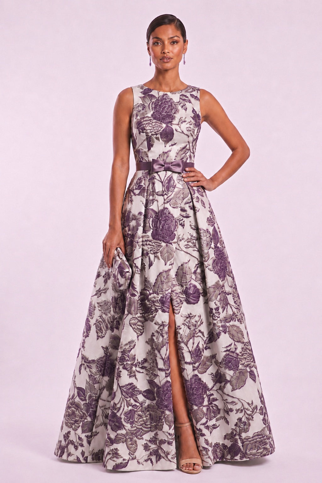 A-Line Floor Length Jacquard Mother of the Bride Dress CM0479