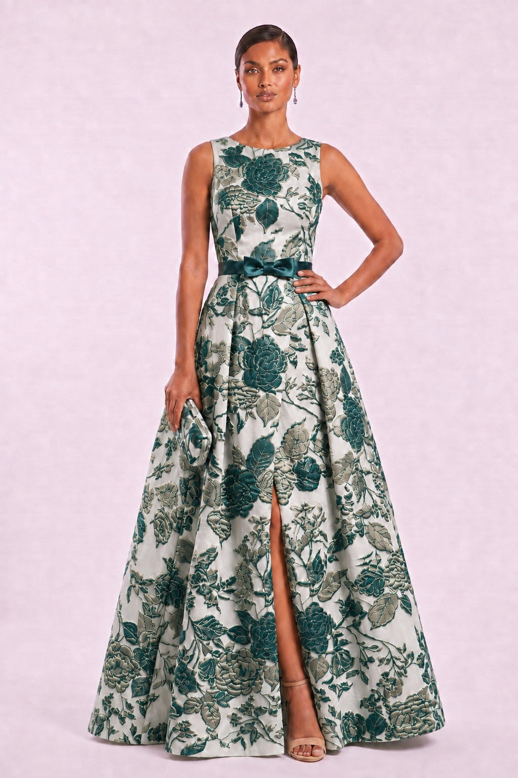 A-Line Floor Length Jacquard Mother of the Bride Dress CM0479