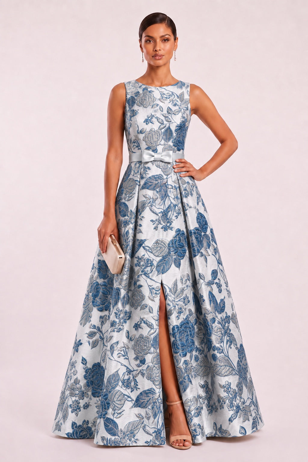 A-Line Floor Length Jacquard Mother of the Bride Dress CM0479