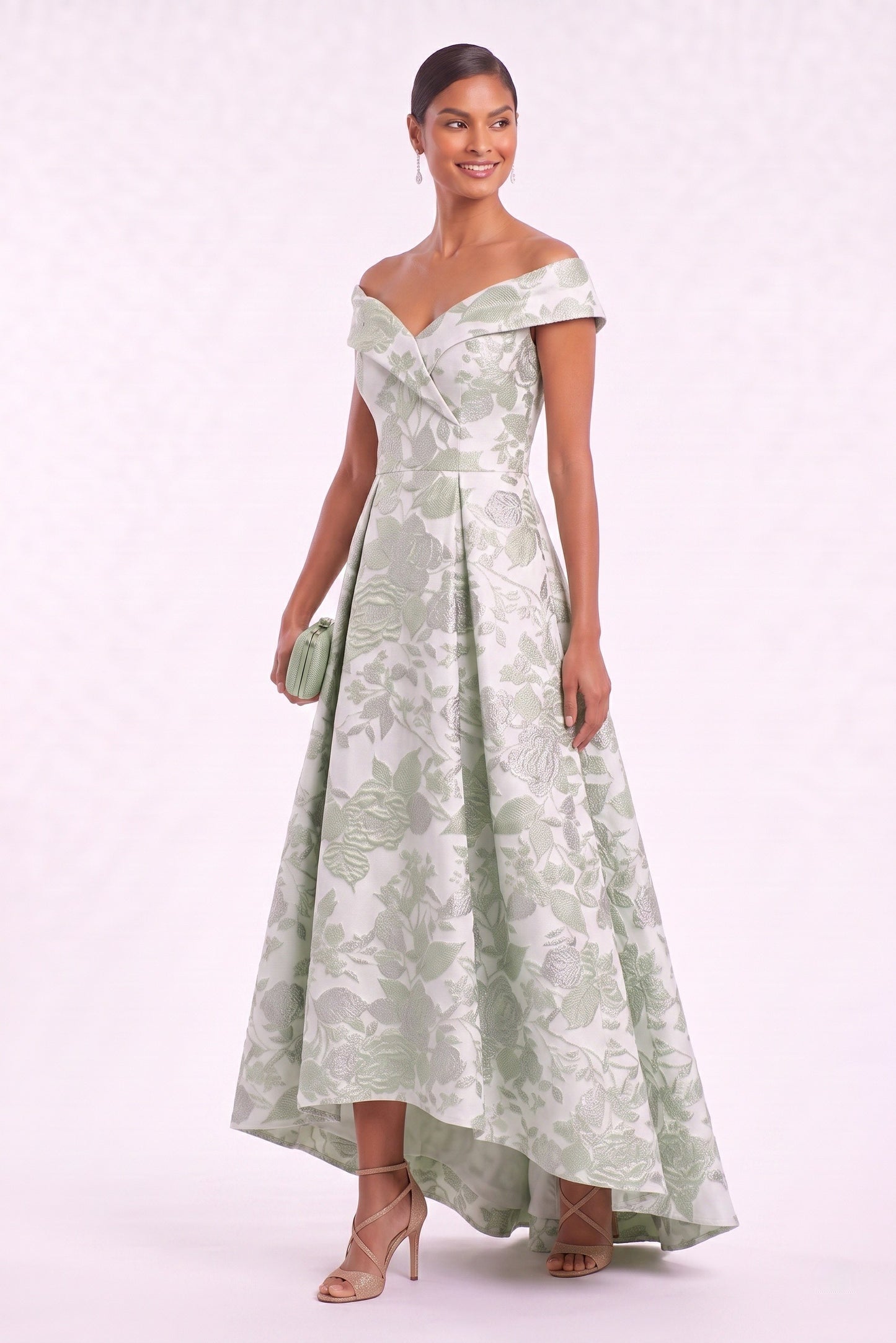 A-Line High-Low Jacquard Mother of the Bride Dress CM0480