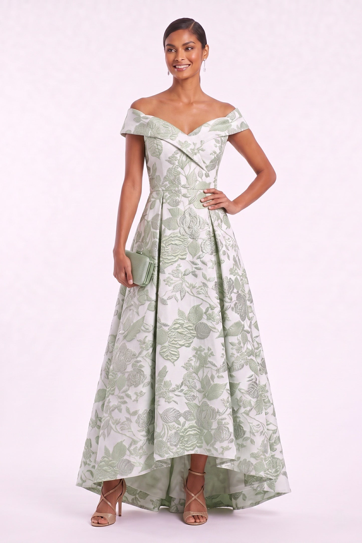 A-Line High-Low Jacquard Mother of the Bride Dress CM0480