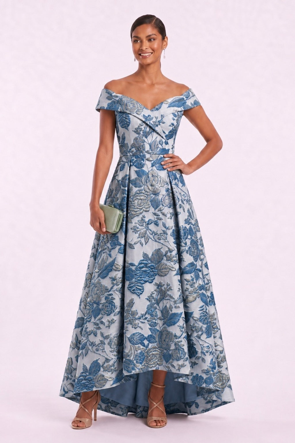 A-Line High-Low Jacquard Mother of the Bride Dress CM0480