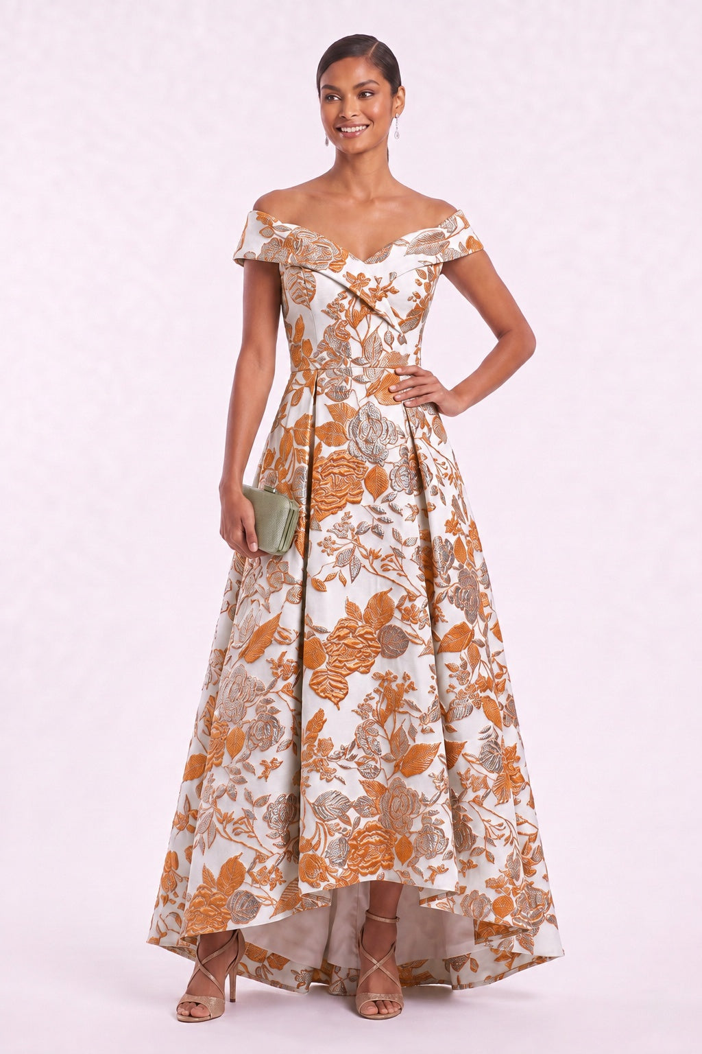 A-Line High-Low Jacquard Mother of the Bride Dress CM0480