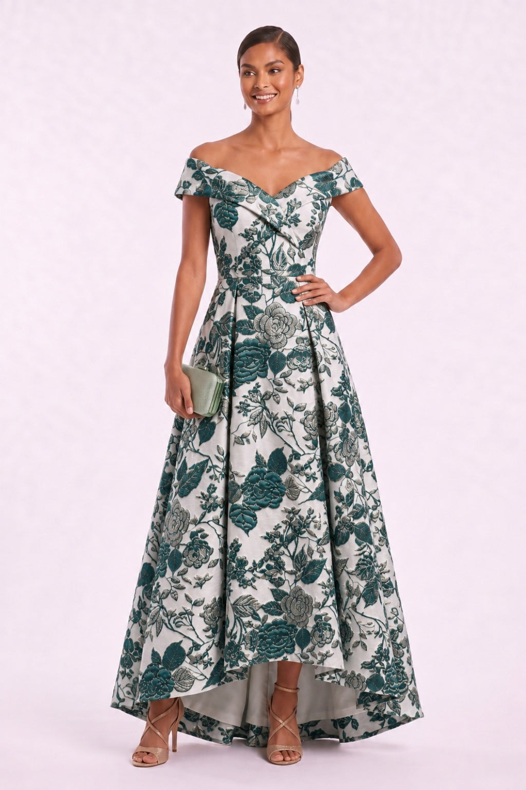 A-Line High-Low Jacquard Mother of the Bride Dress CM0480