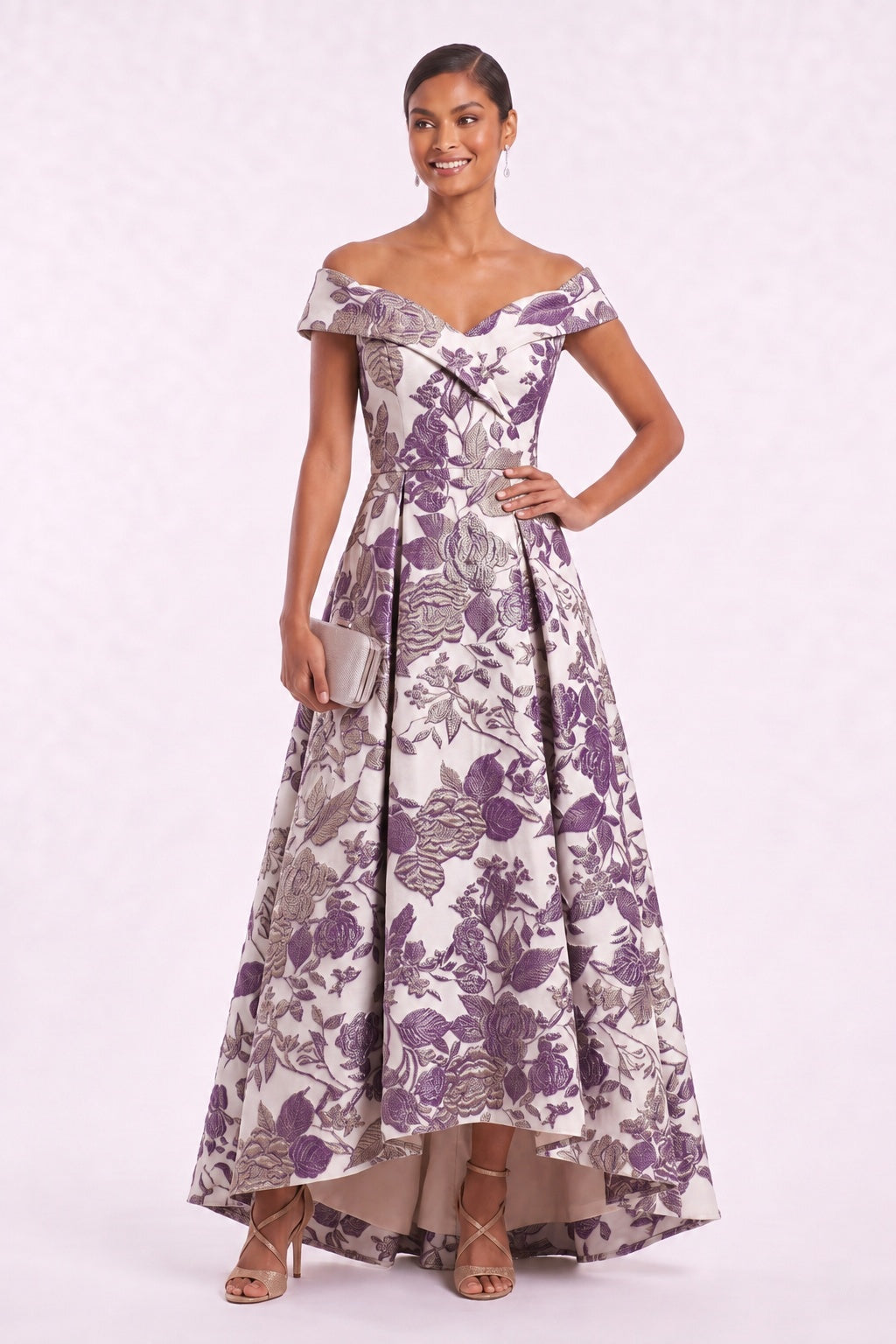 A-Line High-Low Jacquard Mother of the Bride Dress CM0480