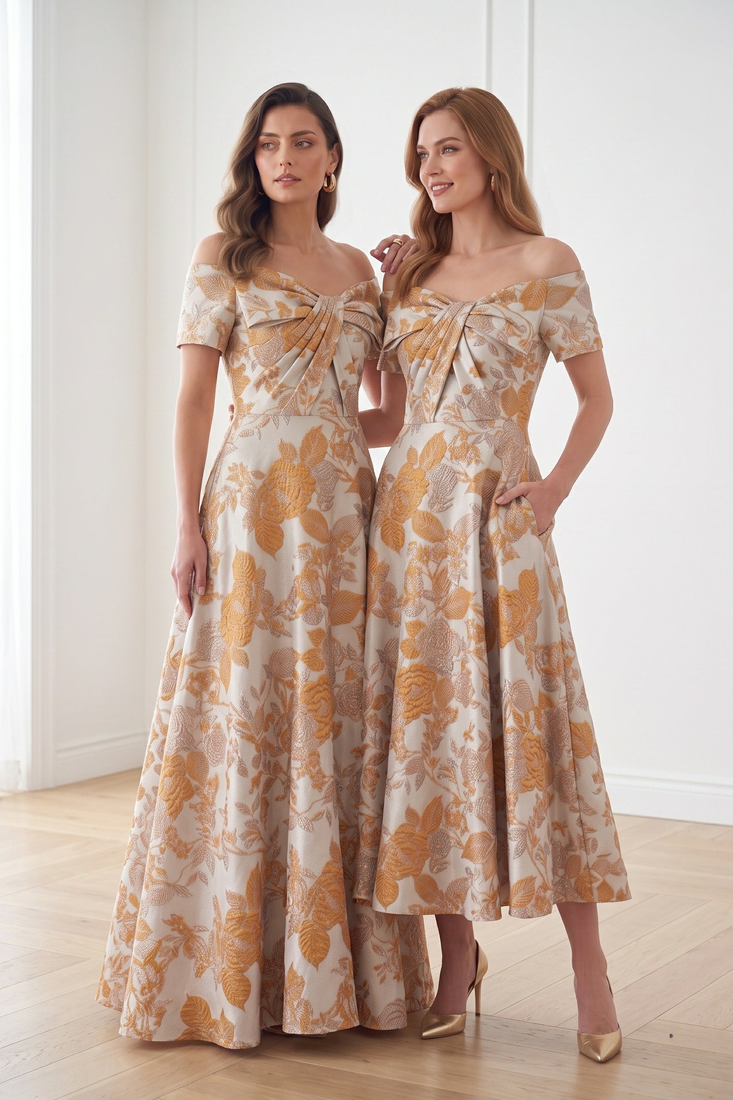 A-Line Floor Length Jacquard Mother of the Bride Dress CM0481