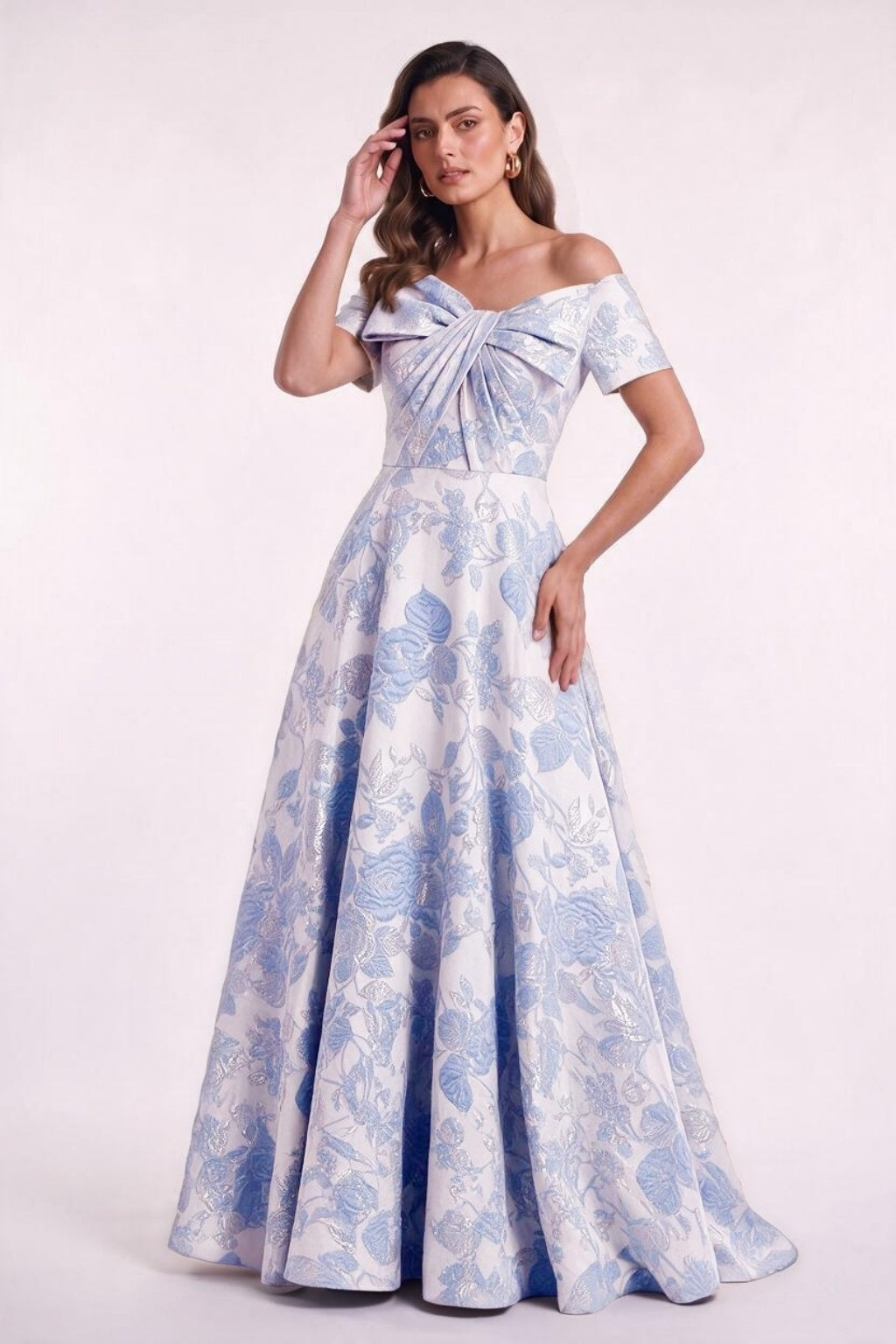 A-Line Floor Length Jacquard Mother of the Bride Dress CM0481
