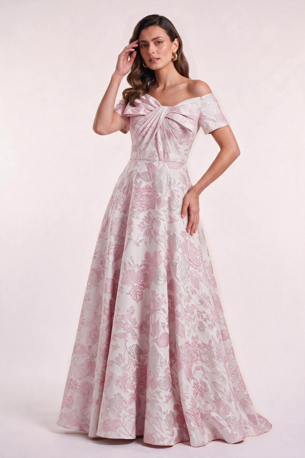 A-Line Floor Length Jacquard Mother of the Bride Dress CM0481
