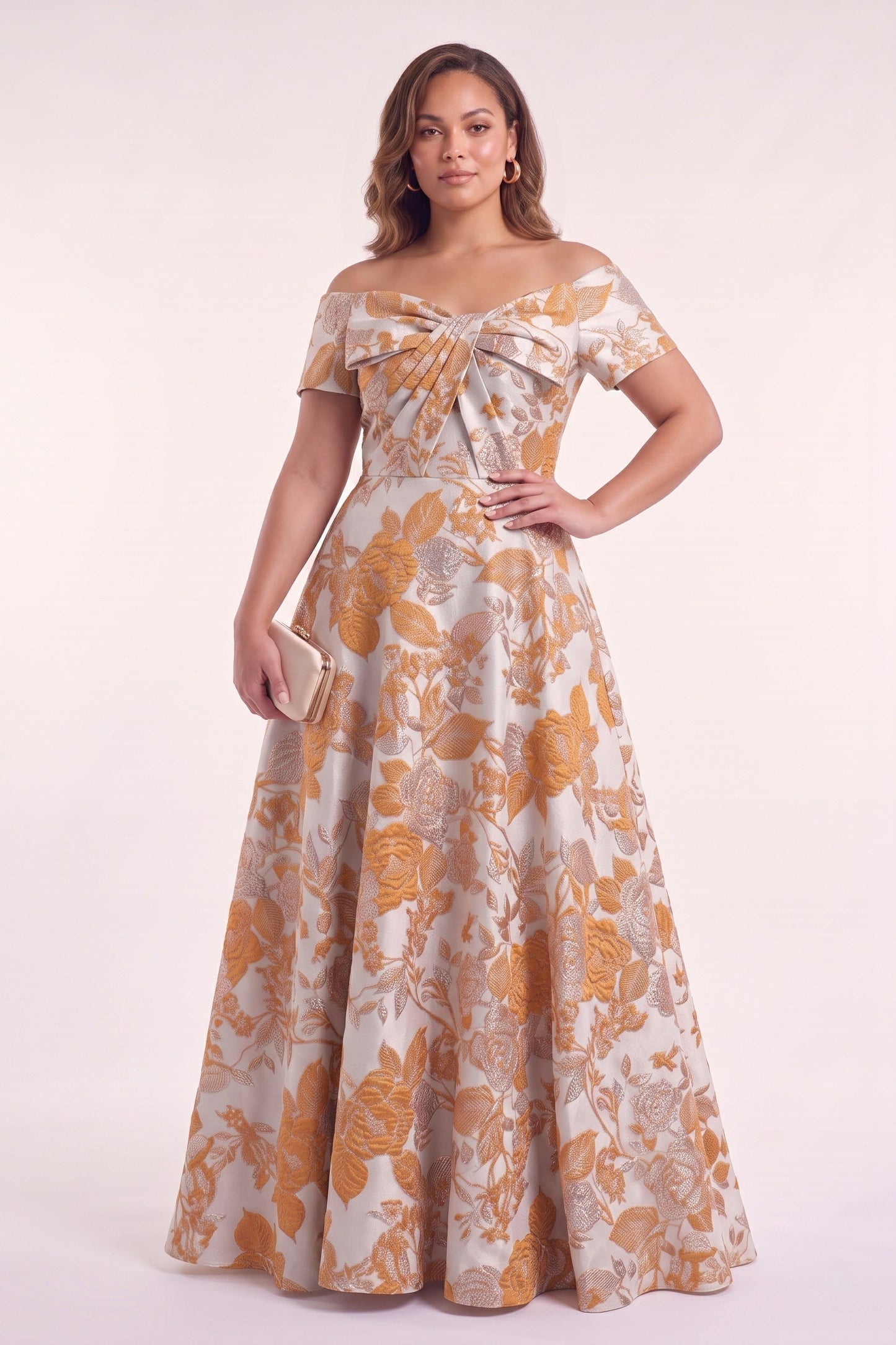 A-Line Floor Length Jacquard Mother of the Bride Dress CM0481