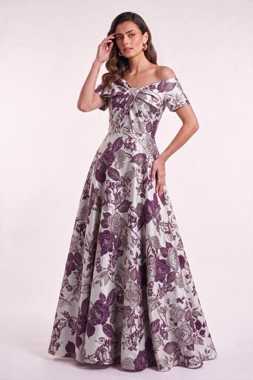 A-Line Floor Length Jacquard Mother of the Bride Dress CM0481