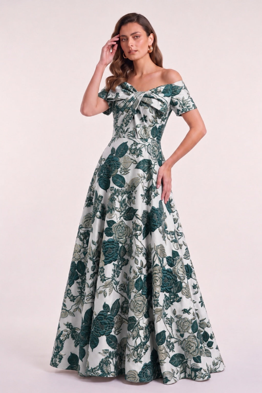 A-Line Floor Length Jacquard Mother of the Bride Dress CM0481