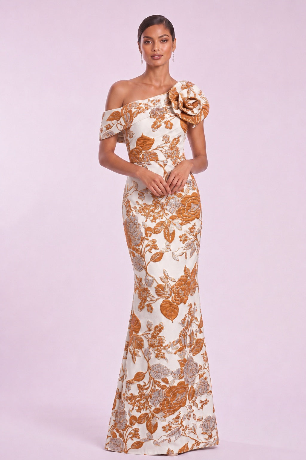 Trumpet-Mermaid Floor Length Jacquard Mother of the Bride Dress CM0483