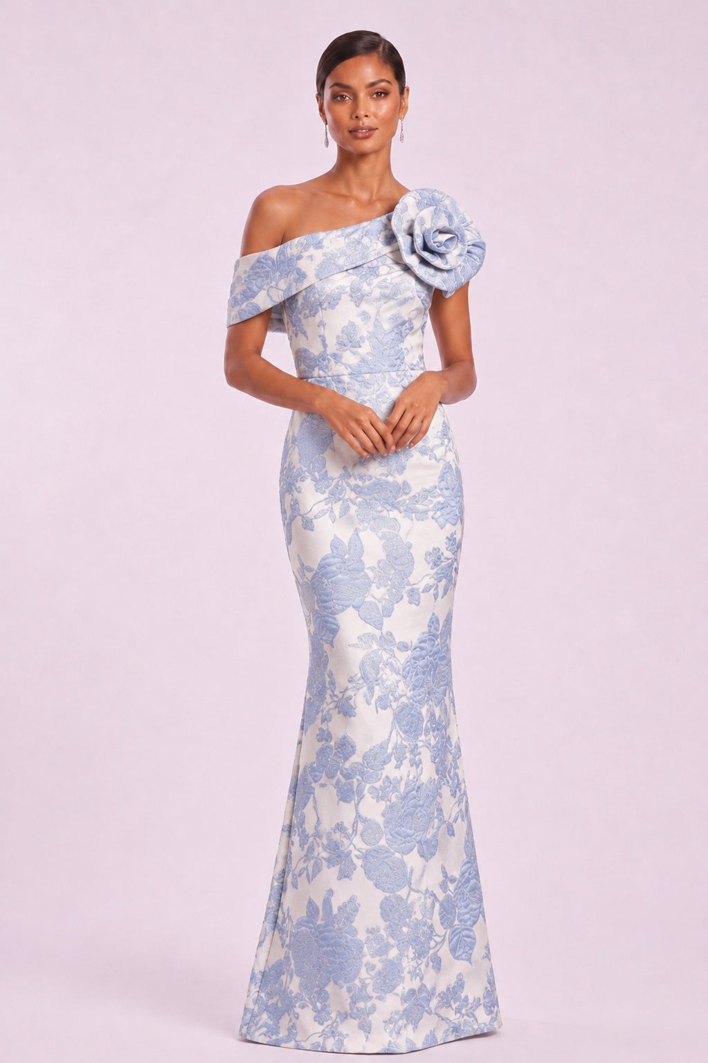 Trumpet-Mermaid Floor Length Jacquard Mother of the Bride Dress CM0483