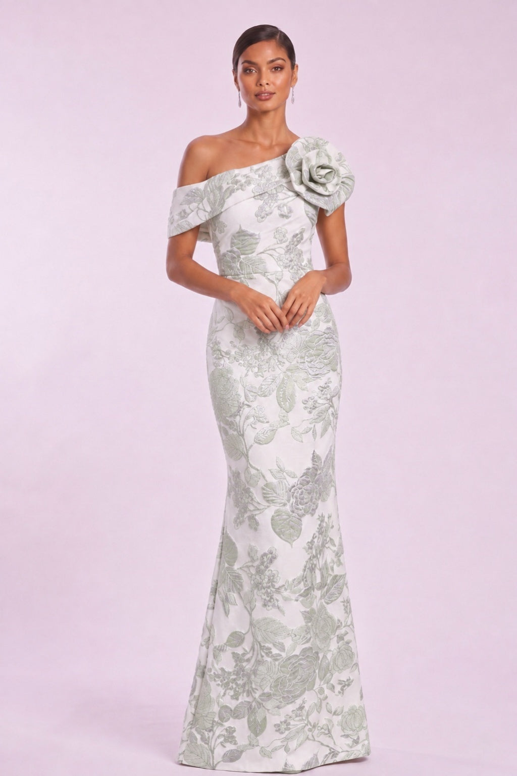Trumpet-Mermaid Floor Length Jacquard Mother of the Bride Dress CM0483