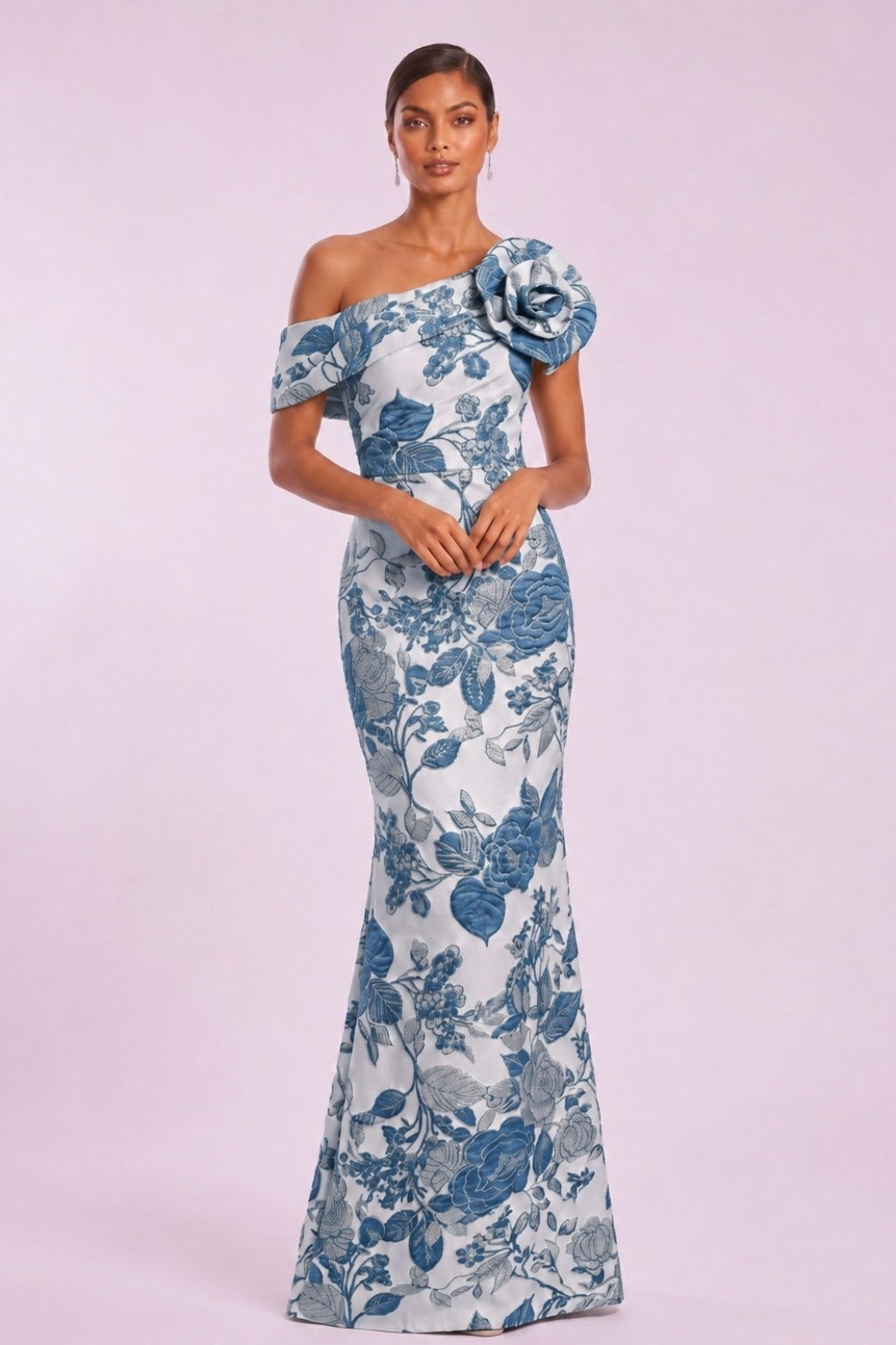 Trumpet-Mermaid Floor Length Jacquard Mother of the Bride Dress CM0483