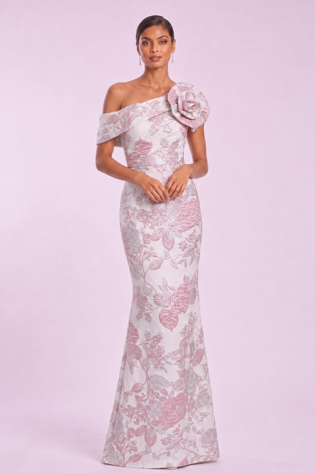 Trumpet-Mermaid Floor Length Jacquard Mother of the Bride Dress CM0483