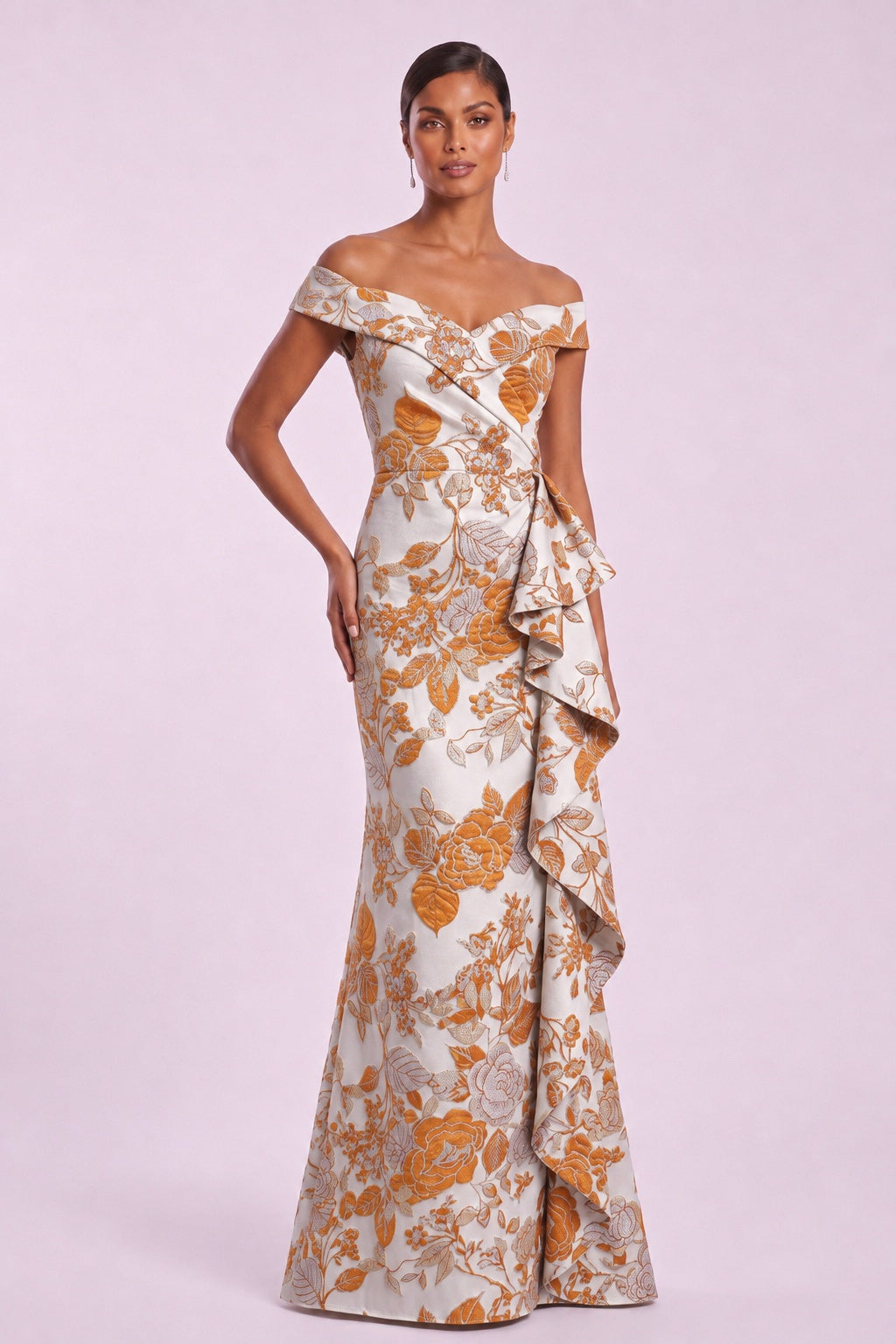Sheath-Column Floor Length Jacquard Mother of the Bride Dress CM0484