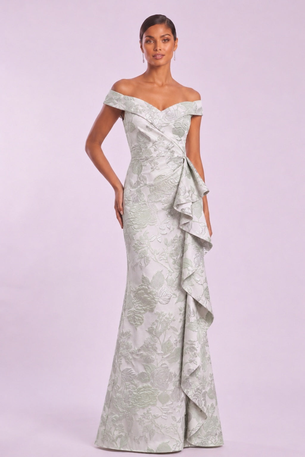 Sheath-Column Floor Length Jacquard Mother of the Bride Dress CM0484