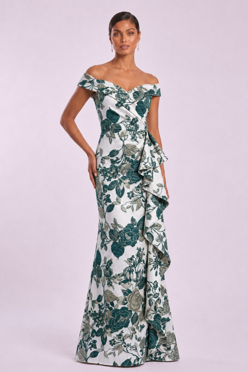 Sheath-Column Floor Length Jacquard Mother of the Bride Dress CM0484