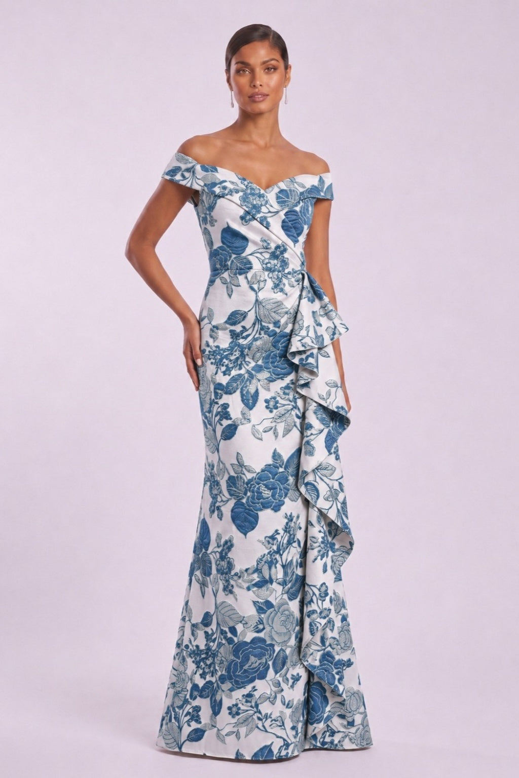 Sheath-Column Floor Length Jacquard Mother of the Bride Dress CM0484