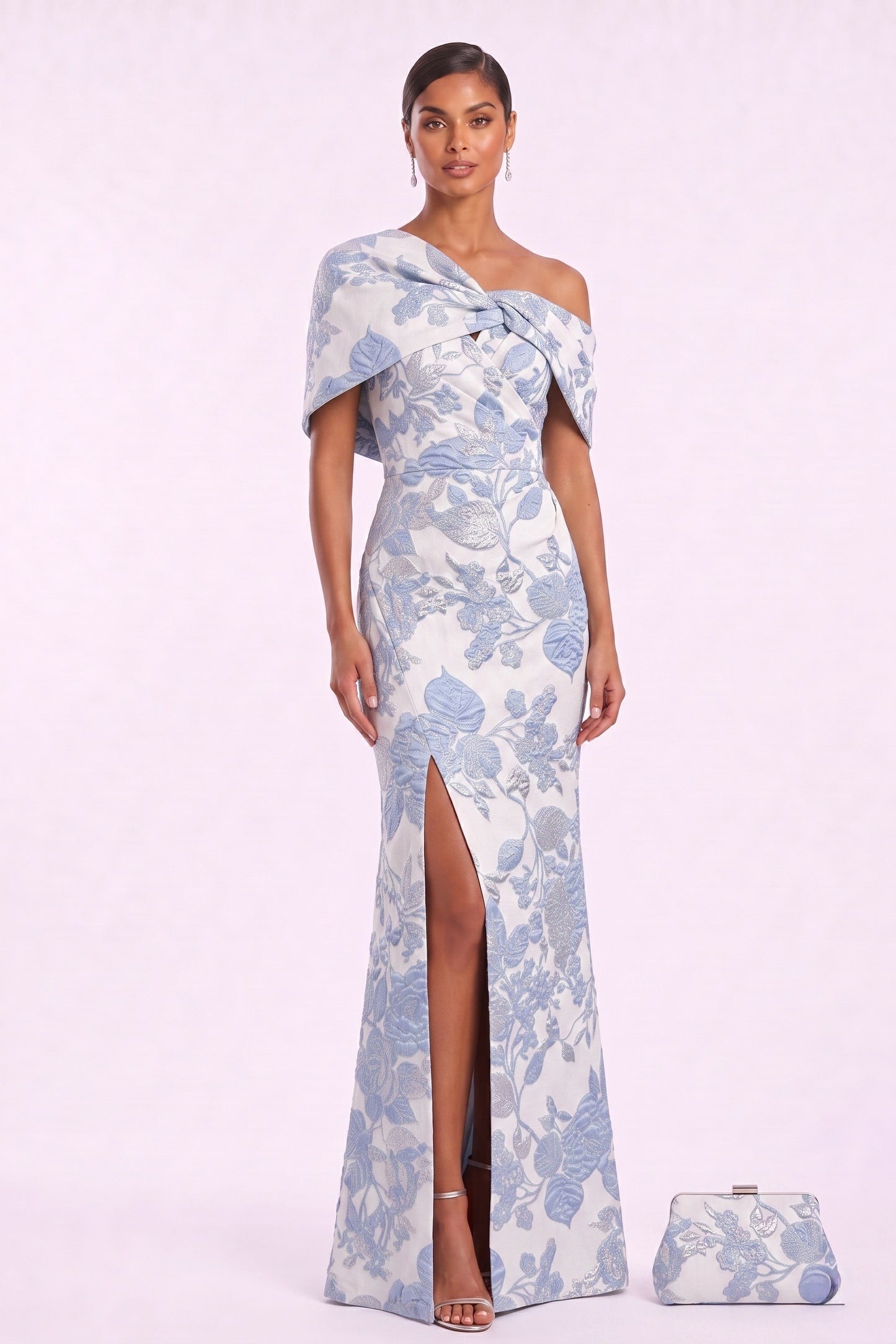 Sheath-Column Floor Length Jacquard Mother of the Bride Dress CM0485