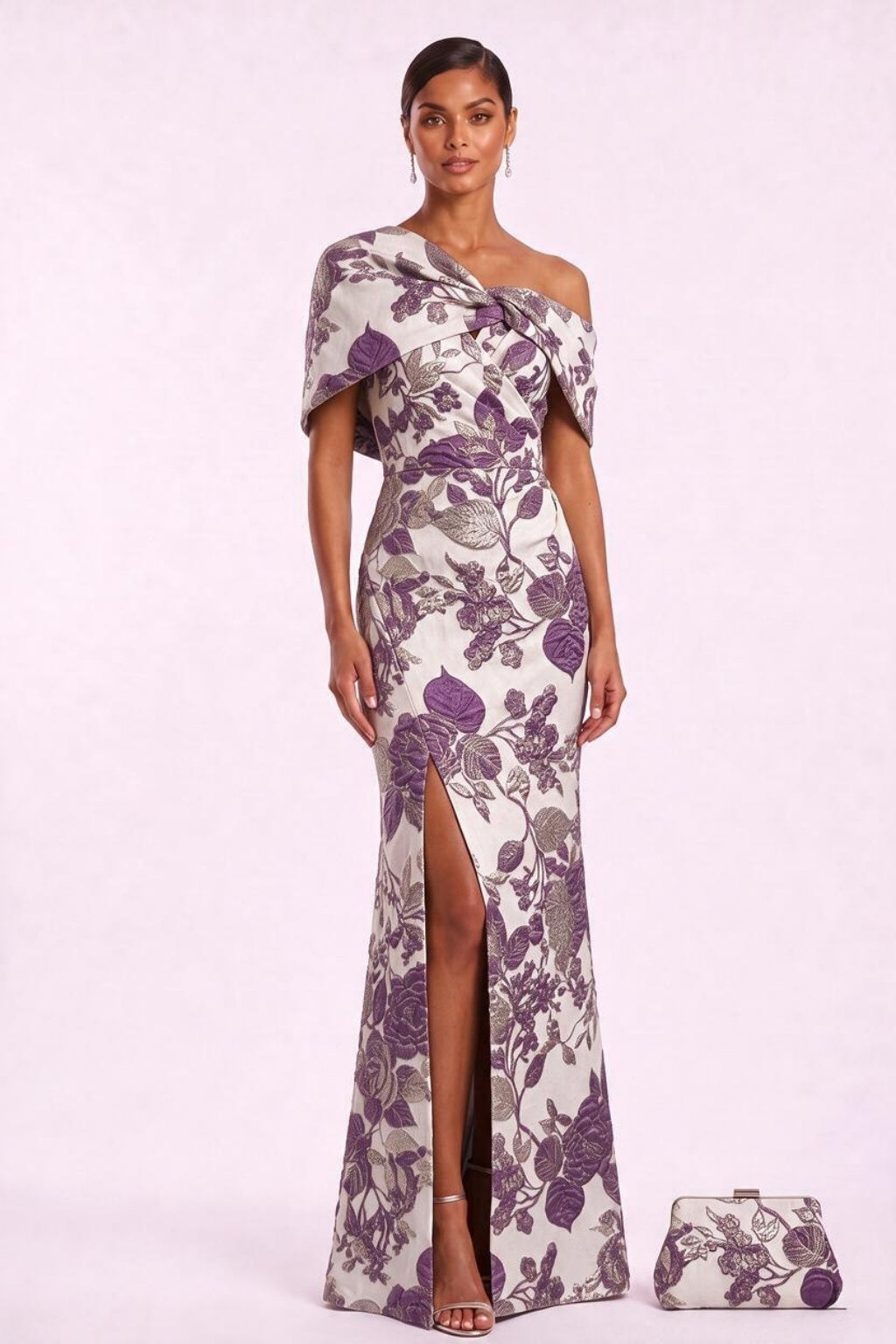 Sheath-Column Floor Length Jacquard Mother of the Bride Dress CM0485