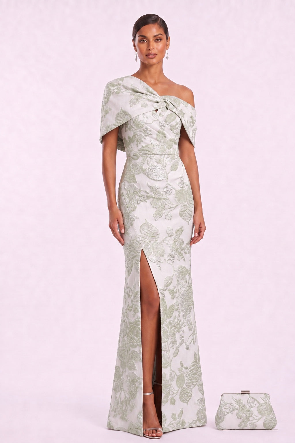 Sheath-Column Floor Length Jacquard Mother of the Bride Dress CM0485