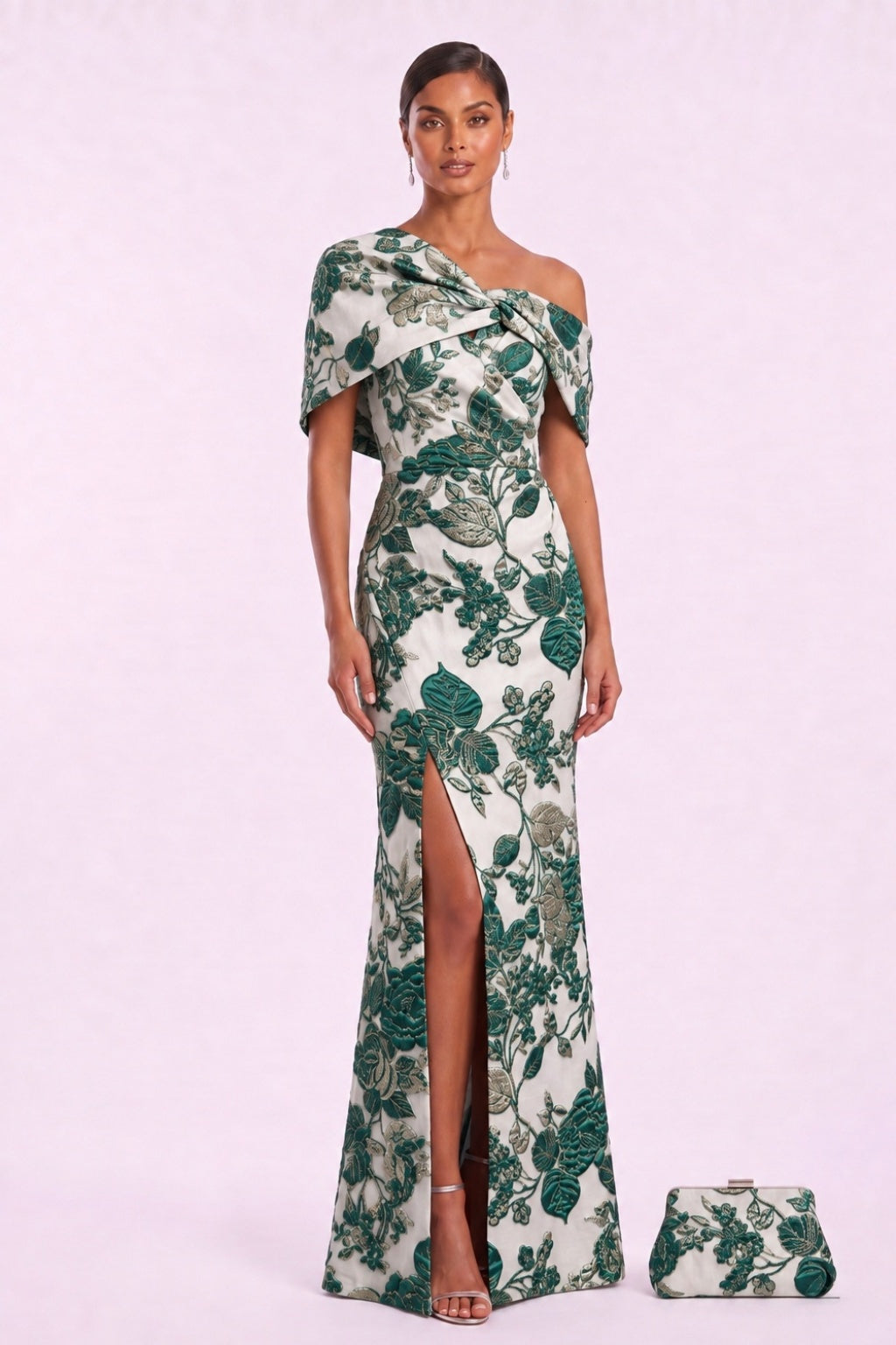Sheath-Column Floor Length Jacquard Mother of the Bride Dress CM0485