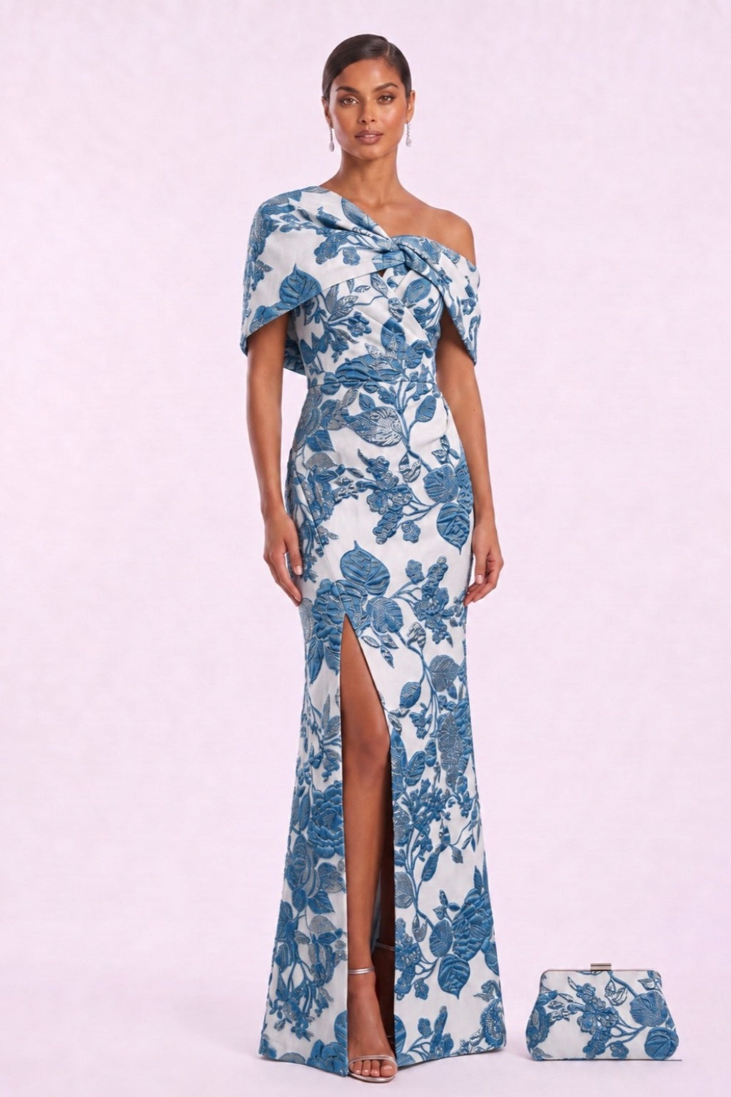 Sheath-Column Floor Length Jacquard Mother of the Bride Dress CM0485