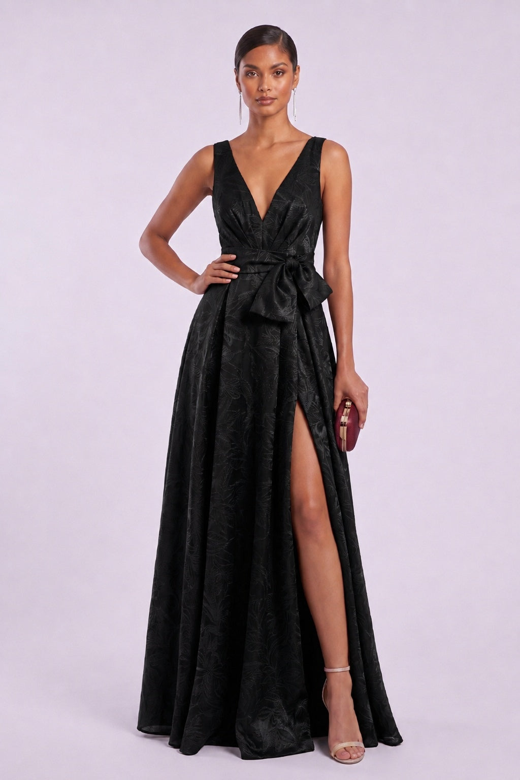A-Line Floor Length Jacquard Mother of the Bride Dress CM0488